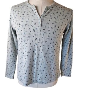 Bobbie Brooks Long Sleeve Floral Shirt Light Blue Size Small